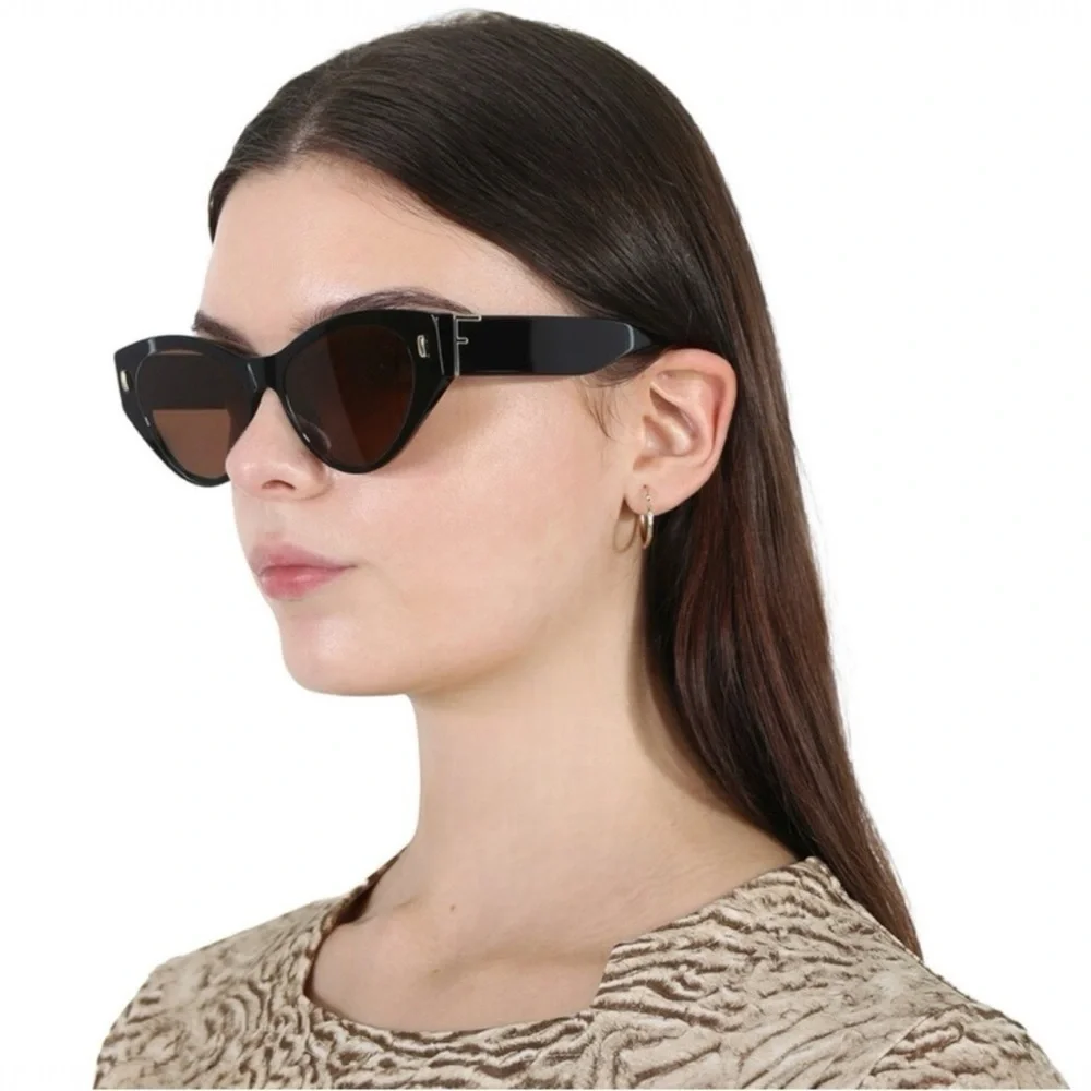 FENDI Brown Oversized Cat Eye UV Sunglasses Style FE400351 01E FENDI F logo NEW